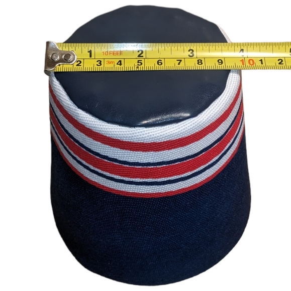 Debi Lilly Striped Basket Planter Pot Covers in Navy Blue, White & Red Set of 4 - Picture 3 of 9